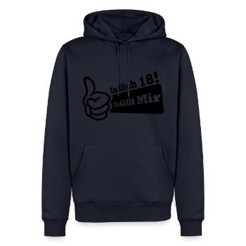Endlich 18 achtzehn Jahre Geburtstag's T-Shirt - Männer Premium Bio Hoodie - Navy - Vorne - Nico (187cm)