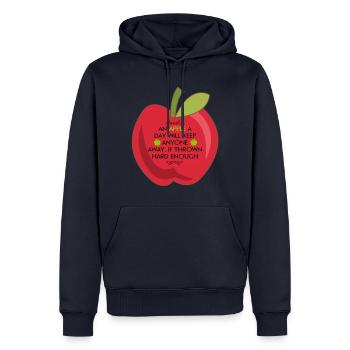 red apple with funny saying - Men’s Premium Organic Hoodie - navy - Front - Nico (187cm)