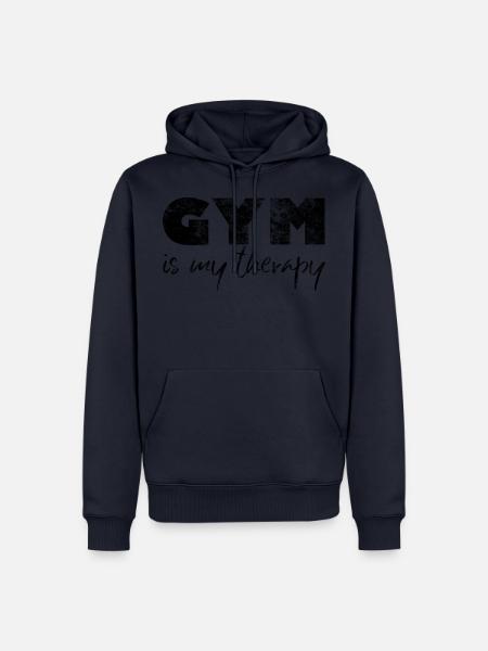 Bodybuilder Gym Fitness Workout Gym is my therapy - Männer Premium Bio Hoodie - Navy