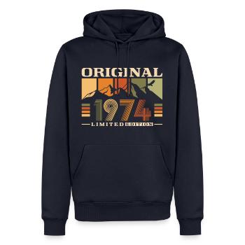 Vintage Berge 1974 Geburtsjahr Geschenk - Männer Premium Bio Hoodie - Navy - Vorne - Nico (187cm)