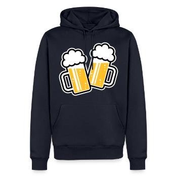 2 Maßkrüge Stoßen An, Prosit! (Bier Maßkrug / 3C) - Männer Premium Bio Hoodie - Navy - Vorne - Nico (187cm)