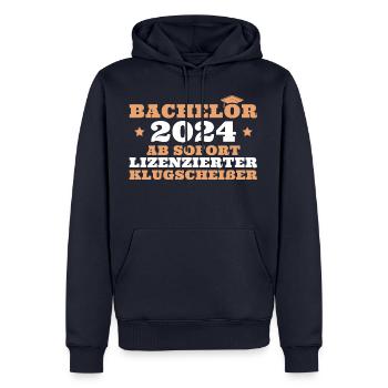 Bachelor Abschluss 2024 Bachelorprüfung - Männer Premium Bio Hoodie - Navy - Vorne - Nico (187cm)
