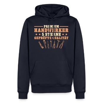 Premium Handwerker 5 Sterne Heimwerker - Männer Premium Bio Hoodie - Navy - Vorne - Nico (187cm)