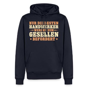 Die besten Handwerker werden Geselle - Männer Premium Bio Hoodie - Navy - Vorne - Nico (187cm)