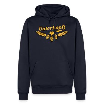Bier Spruch Unterhopft fürs Saufen - Männer Premium Bio Hoodie - Navy - Vorne - Nico (187cm)