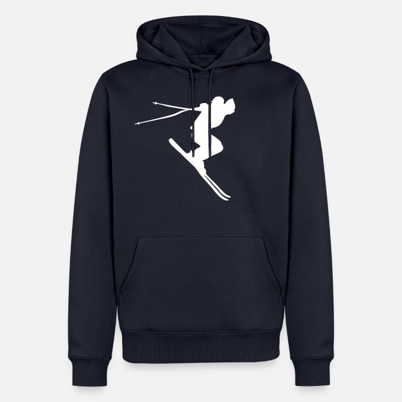 ski - skiing, skier - Sweat à capuche Premium bio Homme - bleu marine