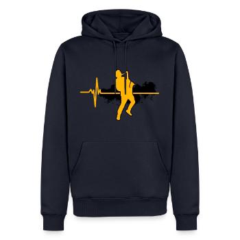 Trompete Herzschlag - Fun Trompete Design - Männer Premium Bio Hoodie - Navy - Vorne - Nico (187cm)