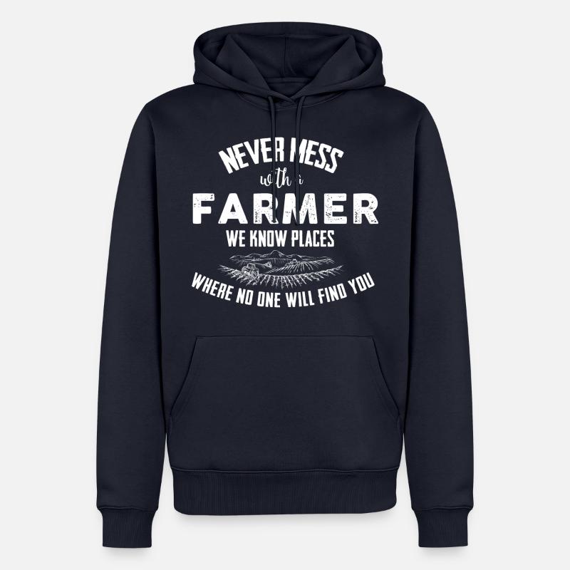 Farmer Never mess - Männer Premium Bio Hoodie - Navy