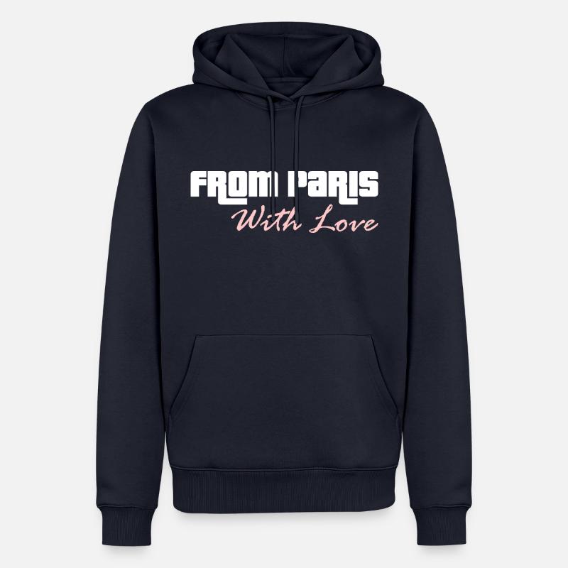 From Paris With Love - Sweat à capuche Premium bio Homme - bleu marine