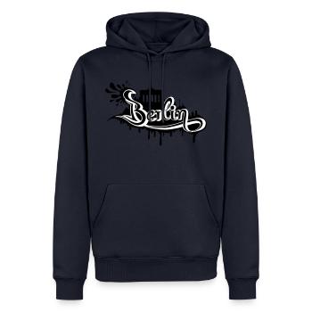 Berlin Streetart Shirt - Männer Premium Bio Hoodie - Navy - Vorne - Nico (187cm)