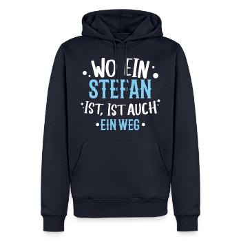 wo ein Stephan ist, ist ein Weg / Geburtstag Name - Männer Premium Bio Hoodie - Navy - Vorne - Nico (187cm)