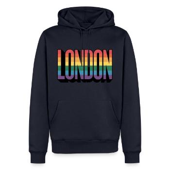 London - Cooles queeres Stadtlogo - Männer Premium Bio Hoodie - Navy - Vorne - Nico (187cm)