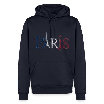 Paris lettering Vintage used look - Men’s Premium Organic Hoodie - navy - Front - Nico (187cm)