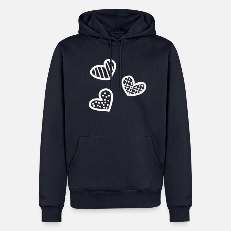 trois cœurs - Sweat à capuche Premium bio Homme - bleu marine