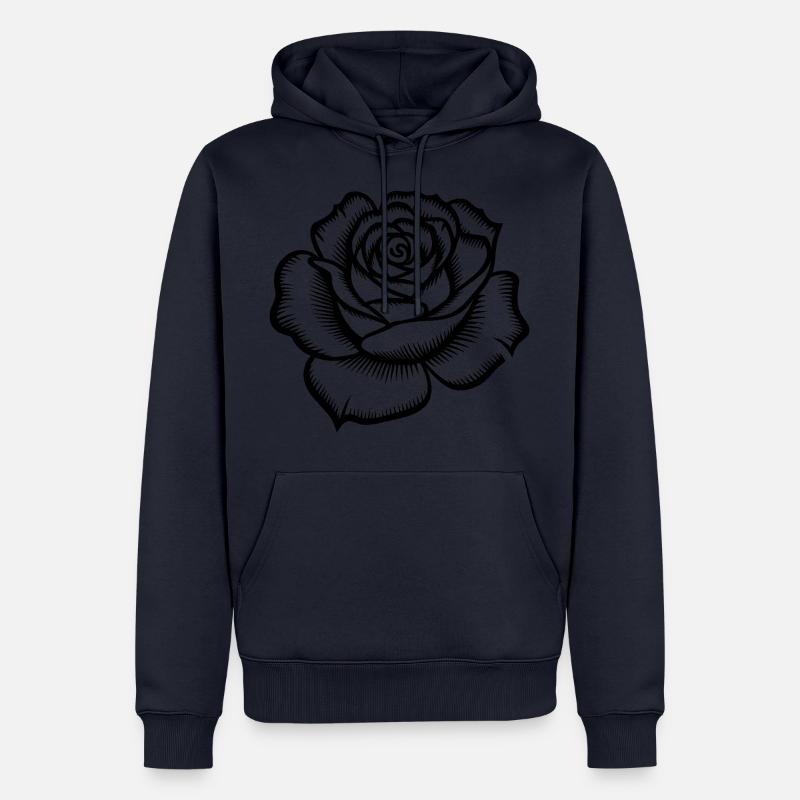 Rose - Cooles botanisches Logo - Männer Premium Bio Hoodie - Navy