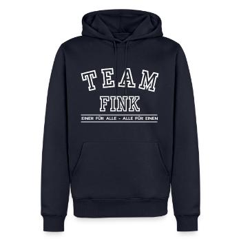 Team Fink Familie Nachname Einer für Alle - Männer Premium Bio Hoodie - Navy - Vorne - Nico (187cm)