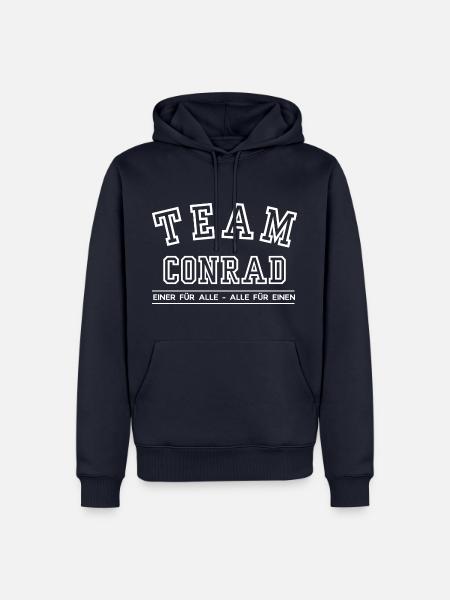 Team Conrad Familie Nachname Einer für Alle - Männer Premium Bio Hoodie - Navy