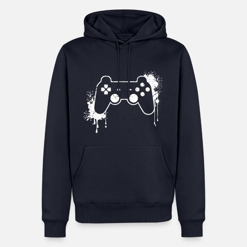 RETRO CONTROLLER en blanc - Sweat à capuche Premium bio Homme - bleu marine