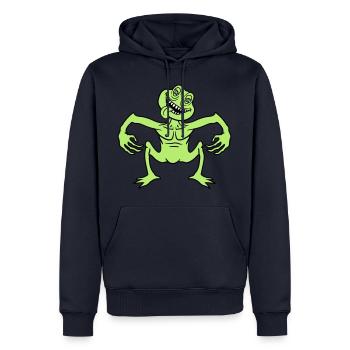 verrueckt daemon gnom klein horror halloween gesic - Männer Premium Bio Hoodie - Navy - Vorne - Nico (187cm)