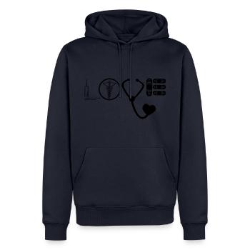 Krankenschwester - Love - Sanitäter Pfleger - Männer Premium Bio Hoodie - Navy - Vorne - Nico (187cm)