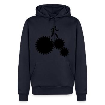 Des ouvriers dans le mouvement ! - Sweat à capuche Premium bio Homme - bleu marine - Devant - Nico (187cm)