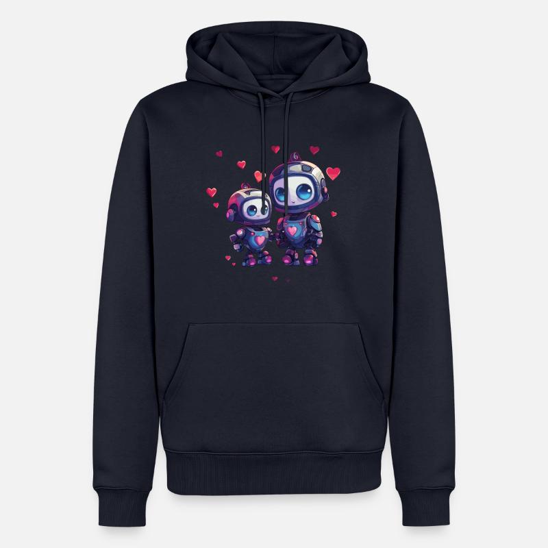 Roboter Mutter mit Kind Design - Männer Premium Bio Hoodie - Navy