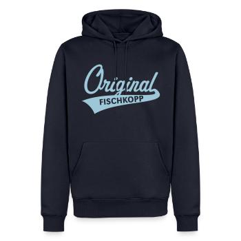 Original Fischkopp (Norddeutsch / Nordisch / 1C) - Männer Premium Bio Hoodie - Navy - Vorne - Nico (187cm)