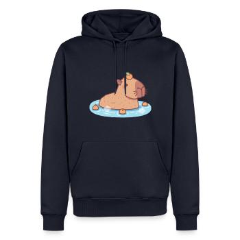 Cute Capybara Chilling In Hot Spring - Men’s Premium Organic Hoodie - navy - Front - Nico (187cm)