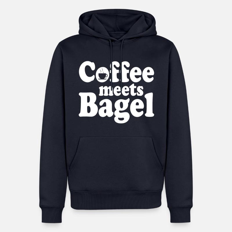 Le café rencontre le bagel - Sweat à capuche Premium bio Homme - bleu marine