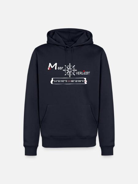 Sylt - MeerVERLIEBT - (Koordinaten und Ortsname) - Männer Premium Bio Hoodie - Navy