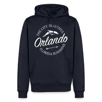 Orlando Florida - Männer Premium Bio Hoodie - Navy - Vorne - Nico (187cm)