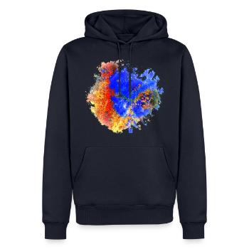 "ExON" by Acryl Galerie & Design - Männer Premium Bio Hoodie - Navy - Vorne - Nico (187cm)