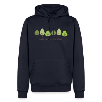 Fridays for future Print : Make earth cool again - Sweat à capuche Premium bio Homme - bleu marine - Devant - Nico (187cm)