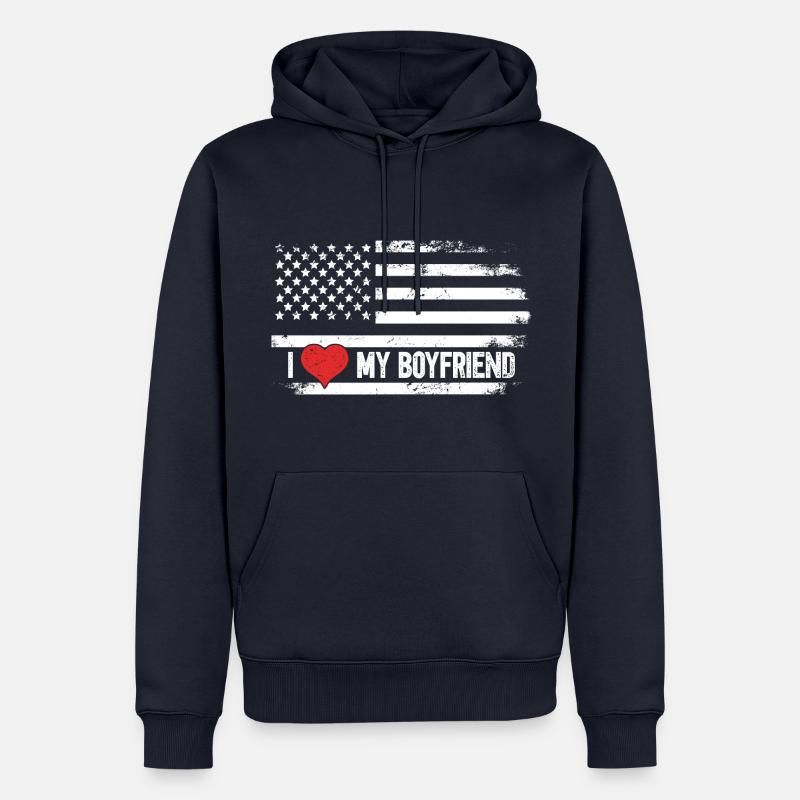 J’aime mon petit ami - Sweat à capuche Premium bio Homme - bleu marine