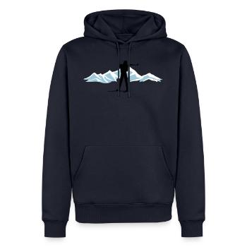 Biathlon und Berg - Männer Premium Bio Hoodie - Navy - Vorne - Nico (187cm)