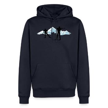 Biathlon - Biathleten und Berge - Männer Premium Bio Hoodie - Navy - Vorne - Nico (187cm)