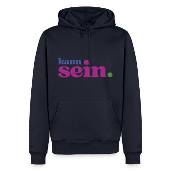 Gechillte Köpfe wissen: Alles kann sein! - Männer Premium Bio Hoodie - Navy - Vorne - Nico (187cm)