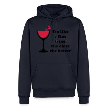 Comme un bon vin 2c - Comme un bon vin - Sweat à capuche Premium bio Homme - bleu marine - Devant - Nico (187cm)