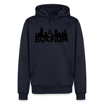 Bochum Skyline - Männer Premium Bio Hoodie - Navy - Vorne - Nico (187cm)