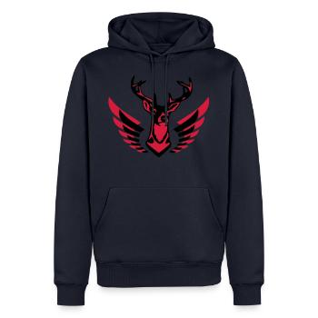Grand cerf bien avec des ailes 2c C - Sweat à capuche Premium bio Homme - bleu marine - Devant - Nico (187cm)