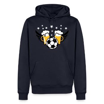 Fussball-Party 2 Mass Bier 01 3c - Männer Premium Bio Hoodie - Navy - Vorne - Nico (187cm)