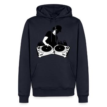 DJ mit Turntables - Männer Premium Bio Hoodie - Navy - Vorne - Nico (187cm)
