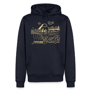 T-Shirt Nature Welle Küste - Männer Premium Bio Hoodie - Navy - Vorne - Nico (187cm)