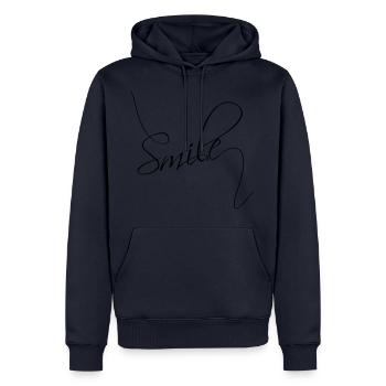 Smile | Smile | good mood typography - Men’s Premium Organic Hoodie - navy - Front - Nico (187cm)