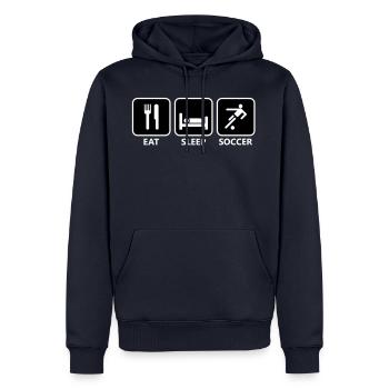 Fußball - Sweat à capuche Premium bio Homme - bleu marine - Devant - Nico (187cm)