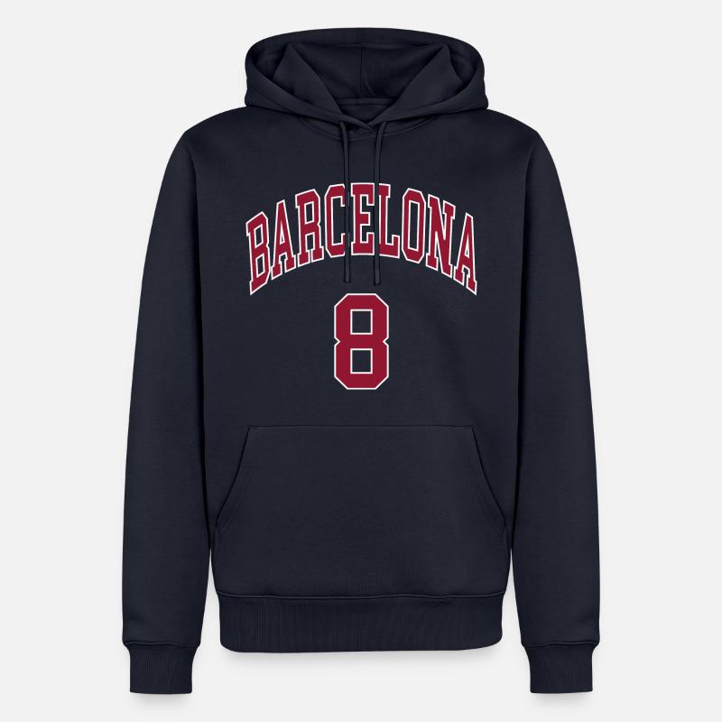 Barcelone 8 - Sweat à capuche Premium bio Homme - bleu marine