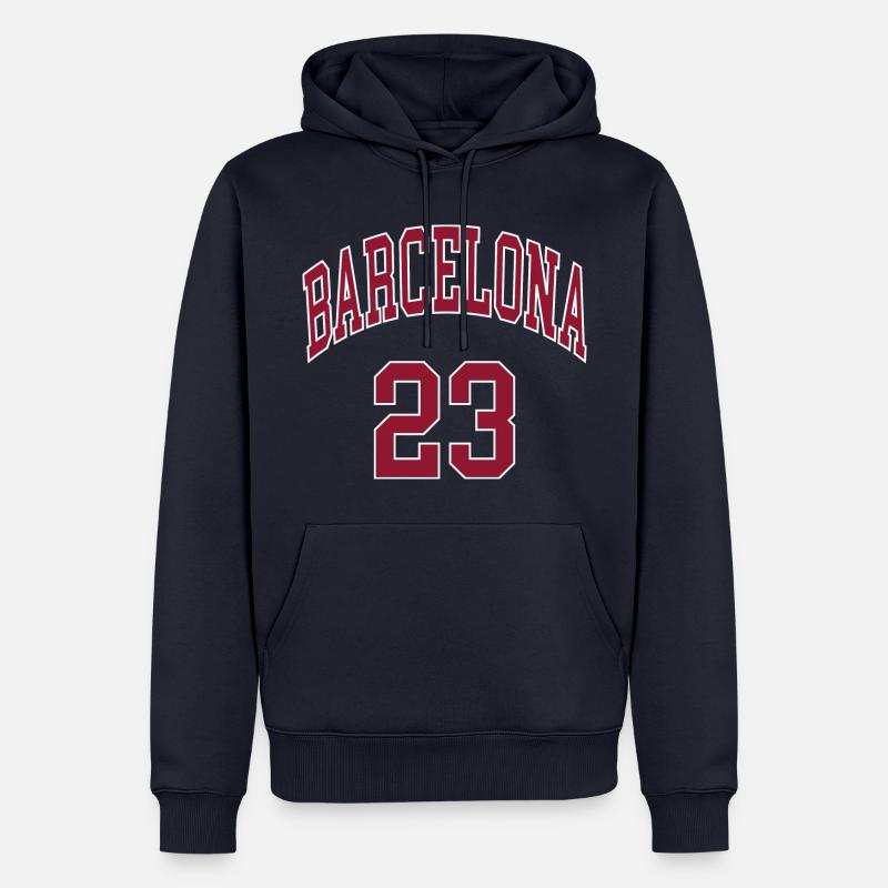Barcelone 23 - Sweat à capuche Premium bio Homme - bleu marine