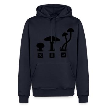 Champignons, tuant alimentaires psilocybine - Sweat à capuche Premium bio Homme - bleu marine - Devant - Nico (187cm)