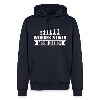 Schach Weniger Weinen Mehr Ziehen Schachspieler - Männer Premium Bio Hoodie - Navy - Vorne - Nico (187cm)