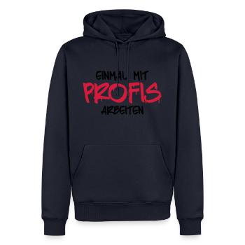 einmal mit profis arbebiten - Männer Premium Bio Hoodie - Navy - Vorne - Nico (187cm)